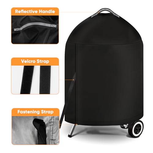 iCOVER Grill Cover for Weber 22 Inch Charcoal Kettle- Heavy Duty Waterproof BBQ Cover for Weber Char-Broil 22 Inch Charcoal Kettle Grills - Image 2