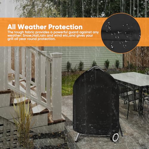 iCOVER Grill Cover for Weber 22 Inch Charcoal Kettle- Heavy Duty Waterproof BBQ Cover for Weber Char-Broil 22 Inch Charcoal Kettle Grills - Image 4