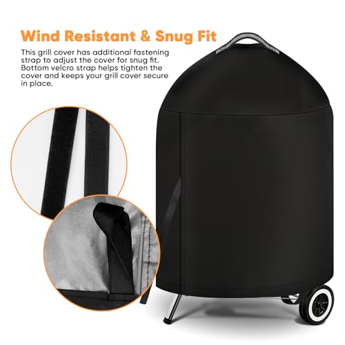 iCOVER Grill Cover for Weber 22 Inch Charcoal Kettle- Heavy Duty Waterproof BBQ Cover for Weber Char-Broil 22 Inch Charcoal Kettle Grills - Image 5