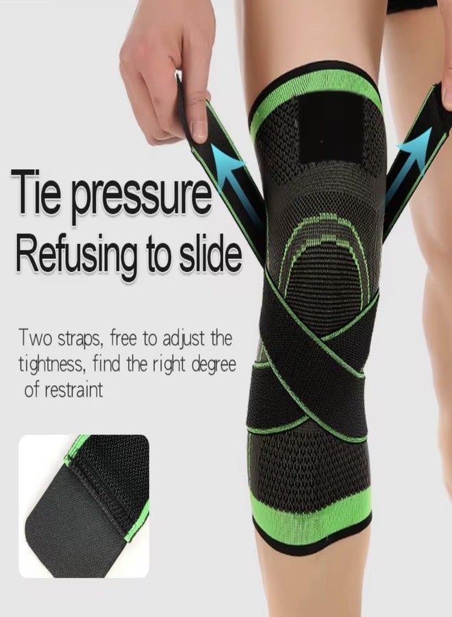 Compression Knee brace for Women & Men, Knee Sleeve, Knee Support for Meniscus Tear, Knee Pain, ACL, Running, Workout & Arthritis Pain Relief (Green, Large) - Image 5