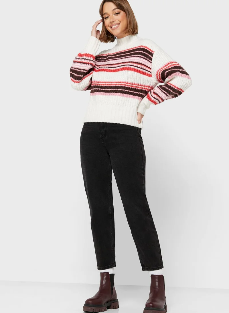 MONKI High Neck Color Block Top