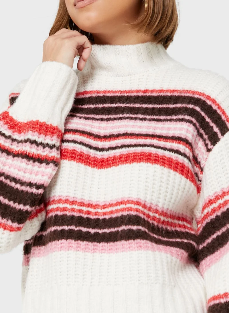 MONKI High Neck Color Block Top