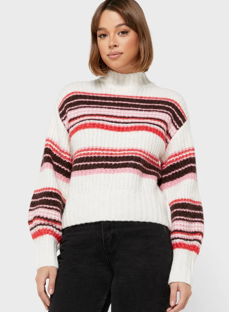 MONKI High Neck Color Block Top
