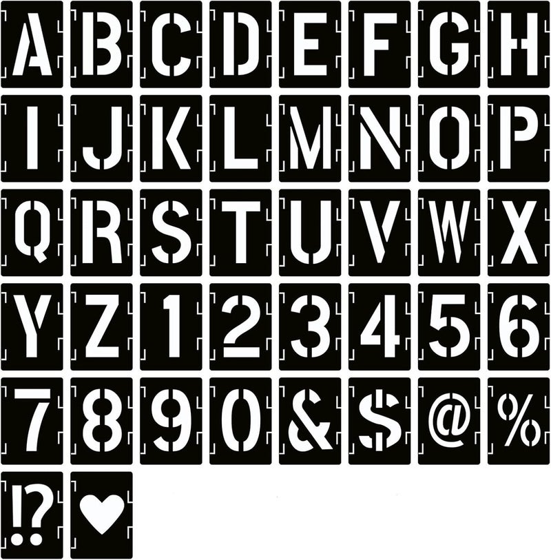 YEAJON 2.5 Inch Letter Stencils Symbol Numbers Craft Stencils, 42 Pcs Reusable Alphabet Templates Interlocking Stencil Kit for Painting on Wood, Wall, Rock, Sign, DIY Art Projects - Image 1
