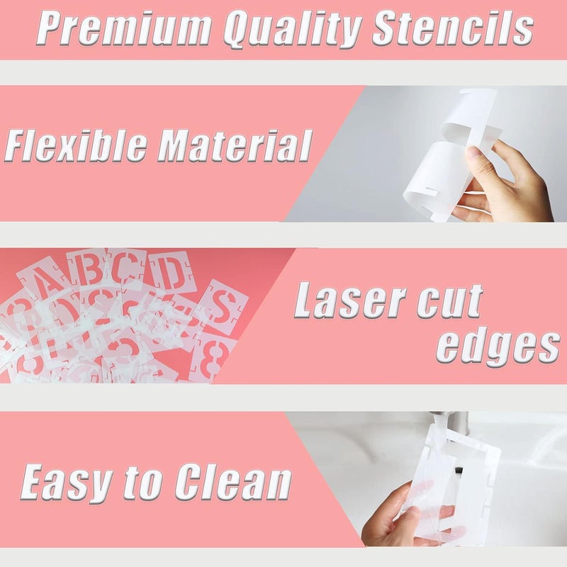 YEAJON 2.5 Inch Letter Stencils Symbol Numbers Craft Stencils, 42 Pcs Reusable Alphabet Templates Interlocking Stencil Kit for Painting on Wood, Wall, Rock, Sign, DIY Art Projects - Image 4