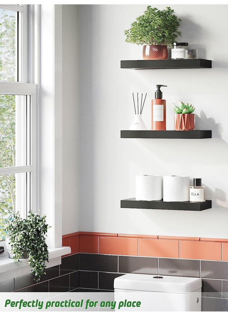 Roman Gifts - 3 Pcs Set of Floating Shelves for Wall Decor Wall Shelves for Bedroom Storage Large Deep Wall Mounted Shelves for Bathroom Towels Laundry Living Room Kitchen Closet - Image 1