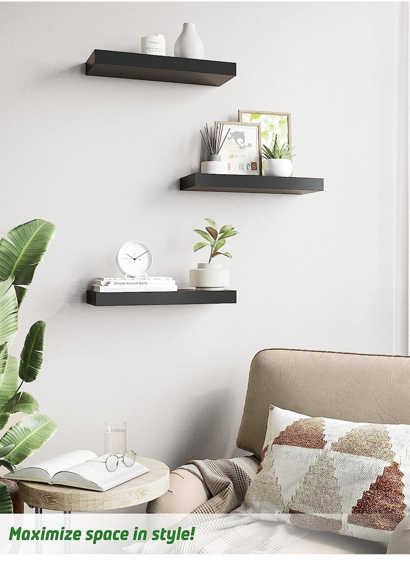 Roman Gifts - 3 Pcs Set of Floating Shelves for Wall Decor Wall Shelves for Bedroom Storage Large Deep Wall Mounted Shelves for Bathroom Towels Laundry Living Room Kitchen Closet - Image 1