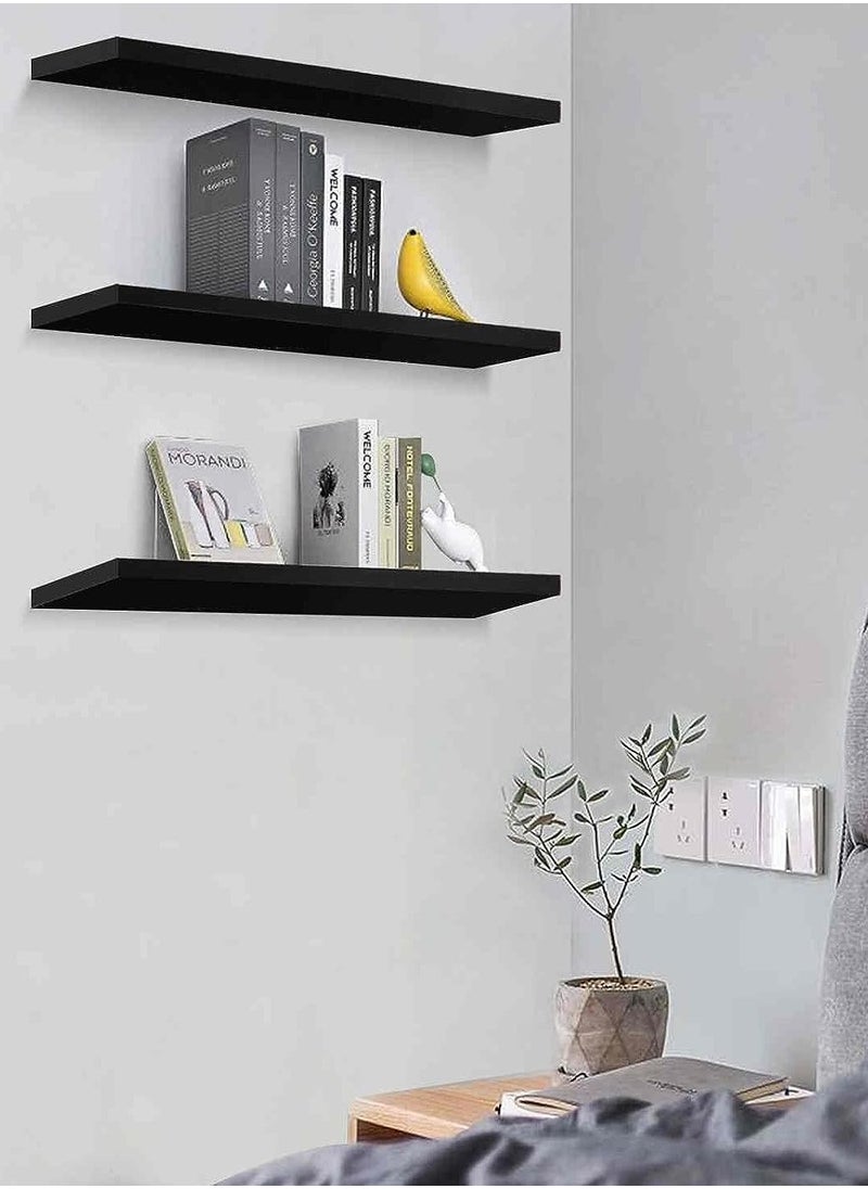 Roman Gifts - 3 Pcs Set of Floating Shelves for Wall Decor Wall Shelves for Bedroom Storage Large Deep Wall Mounted Shelves for Bathroom Towels Laundry Living Room Kitchen Closet - Image 1