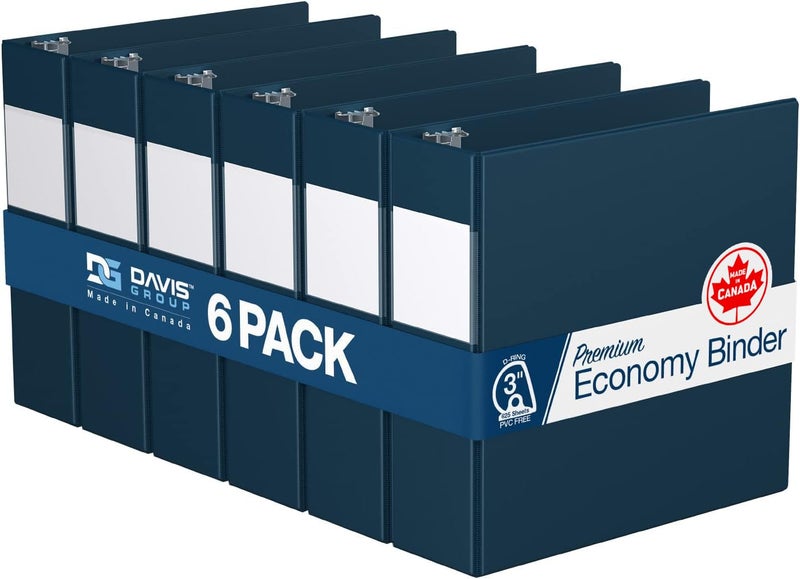 Davis Group Premium Economy 6-Pack 3-Ring Binders for School or Office, D-Ring Binders, 3 Inch, Navy Blue - Image 1