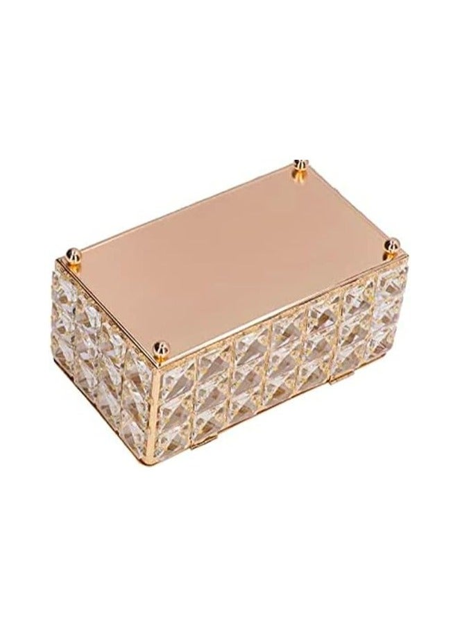 Crystal Tissue Box with Artificial Paper Holder for Home Decor Clear/Gold 19 x 11 x 10cm