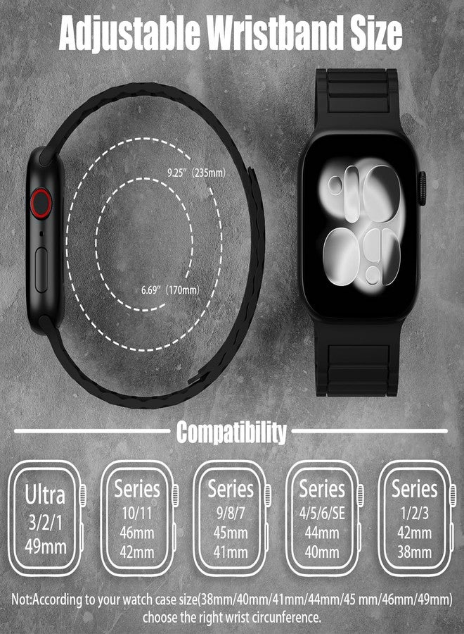 Arctime حزام مغناطيسي سيليكون من أركتايم متوافق مع ساعة آبل 38mm 40mm 41mm 42mm 44mm 45mm 46mm 49mm، حزام رياضي ناعم بديل لسوار iWatch Ultra 3 2 1 سلسلة 11 10 9 SE 8 7 6 5 4 - Image 3