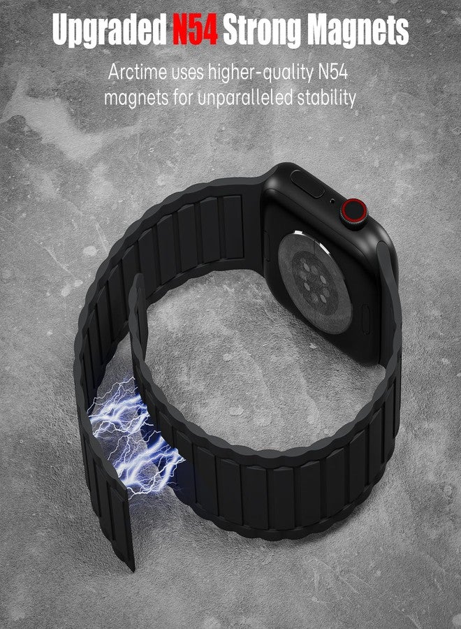 Arctime حزام مغناطيسي سيليكون من أركتايم متوافق مع ساعة آبل 38mm 40mm 41mm 42mm 44mm 45mm 46mm 49mm، حزام رياضي ناعم بديل لسوار iWatch Ultra 3 2 1 سلسلة 11 10 9 SE 8 7 6 5 4 - Image 2
