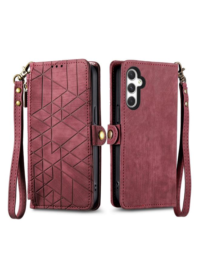 اس-توب جراب لهاتف Samsung Galaxy A25 5G، جراب هاتف جلدي بسحاب هندسي ومشبك جانبي - Image 2