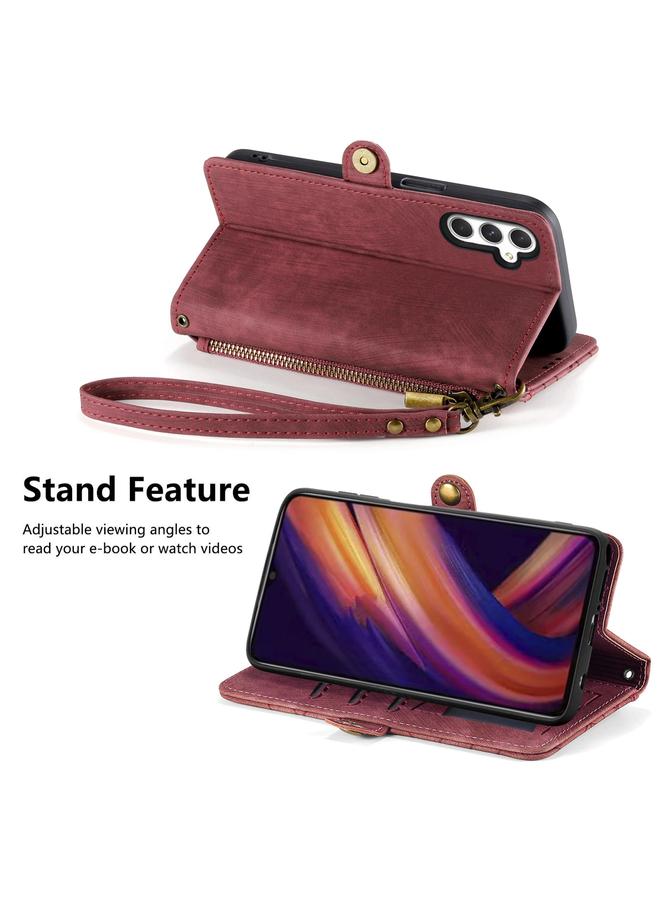 اس-توب جراب لهاتف Samsung Galaxy A25 5G، جراب هاتف جلدي بسحاب هندسي ومشبك جانبي - Image 5