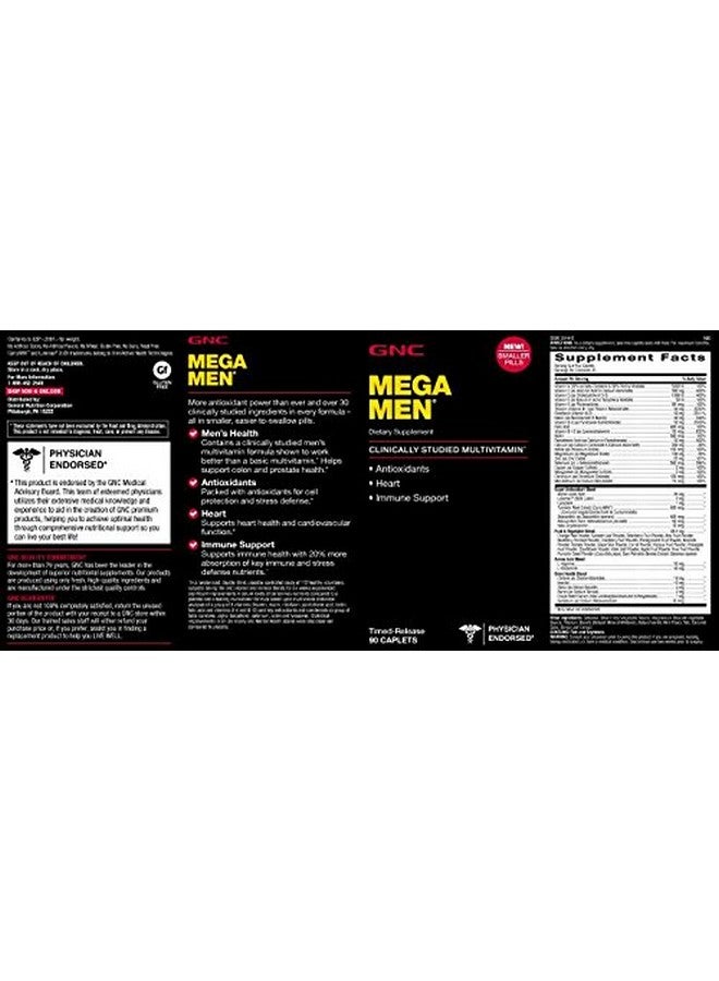 GNC أقراص Mega Men Multivitamin For Men، 90 قرصًا، مضادات الأكسدة، صحة القلب ودعم المناعة - Image 5