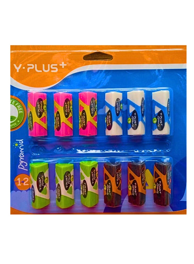 YPlus Eraser Pyramid ( Pack of 12 Pieces) - Image 1