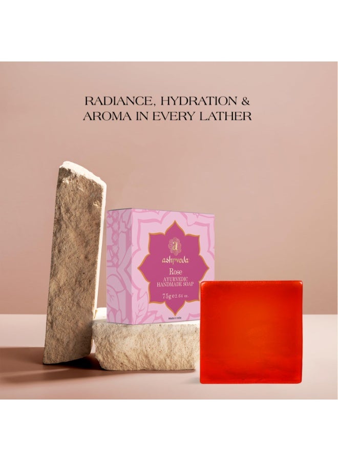 Ashpveda Hydrating rose Body Bar Handmade Bathing Soap for Skin Hydration & Nourishment with Rose & Coconut Oil (75g) - Image 2