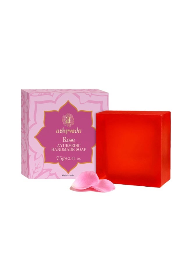 Ashpveda Hydrating rose Body Bar Handmade Bathing Soap for Skin Hydration & Nourishment with Rose & Coconut Oil (75g) - Image 1
