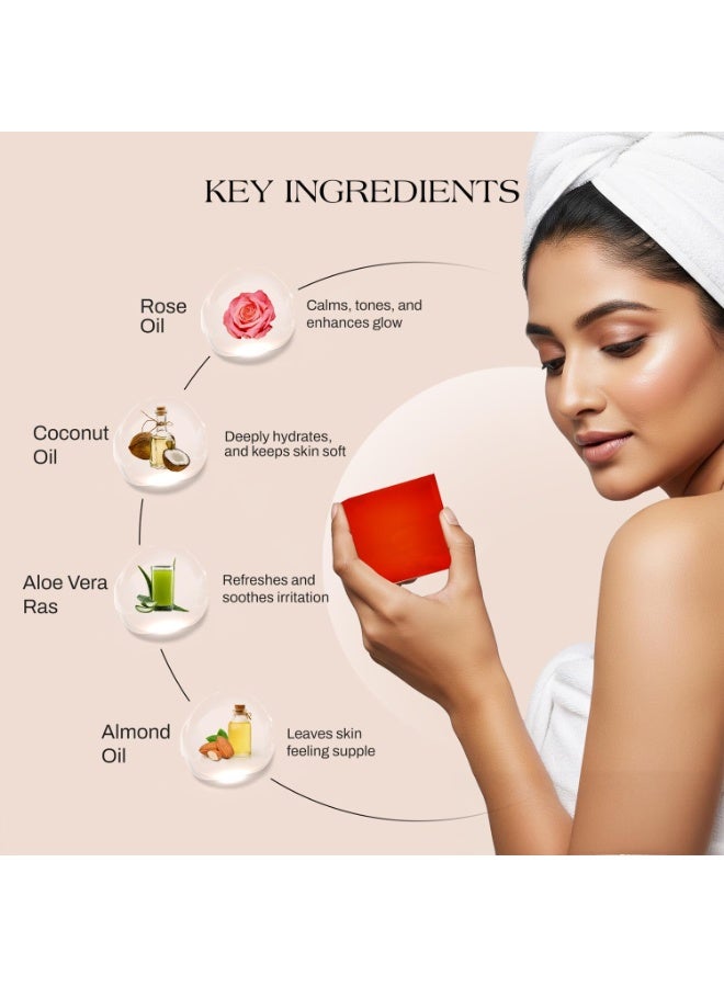 Ashpveda Hydrating rose Body Bar Handmade Bathing Soap for Skin Hydration & Nourishment with Rose & Coconut Oil (75g) - Image 4