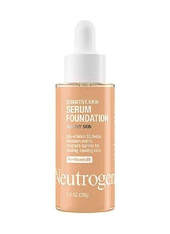 Neutrogena كريم أساس للبشرة الحساسة مع بروفيتامين B5 لتصحيح اللون وتقليل حجم المسام، كريم أساس سائل ومصل للوجه بتغطية قابلة للبناء، خفيف/متوسط 02، 1 أونصة  - Image 1