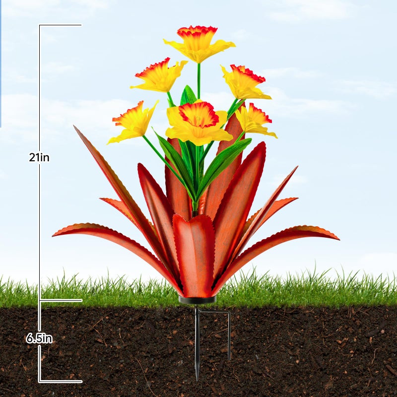 TOMBABY Huge Metal Agave Plants Outdoor Decoration Outdoor Garden Decorated with Flowers Mexican Yard Art Plant Garden Gift (Yellow 2 Pack) - Image 2