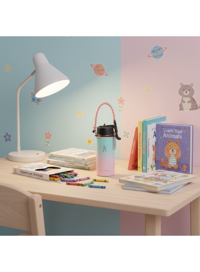 KRYMSO 500ml Water Bottle, Stainless Steel Water Bottle, Water Bottle for Kids Water Bottle with Straw, Thermos, Insulated Water Bottle, Water 500ml with Ai Stickers - Image 3