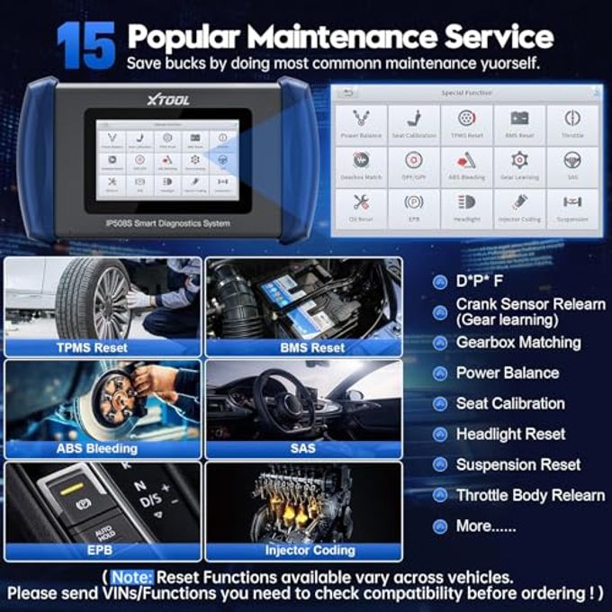 XTOOL IP508S OBD2 Scanner: Engine, ABS, SRS, Transmission Car Scanner Diagnostic Tool, Code Reader for Cars & Trucks with 4 Systems Scan, 15 Resets, Full OBD2 Test, CAN FD for GM, Free Updates - Image 3