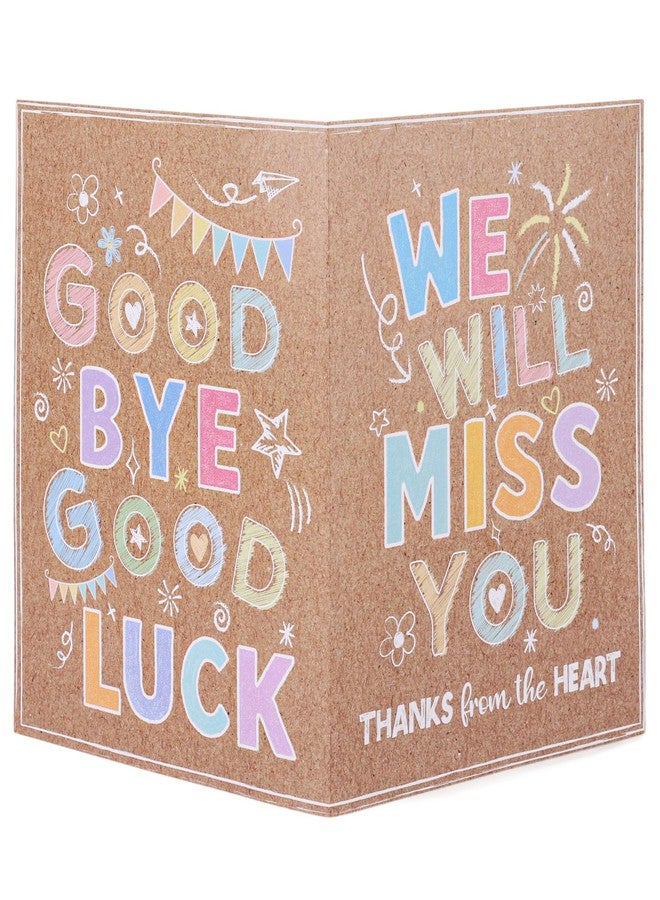 lasuroa Large Good Bye Good Luck Farewell Greeting Card, 15.75x10.63 Inch Colorful Jumbo We Will Miss You Card with Gold Envelope Goodbye Suitable for Colleague Teacher Going Away Best Wishes Big - Image 1