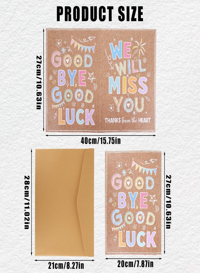lasuroa Large Good Bye Good Luck Farewell Greeting Card, 15.75x10.63 Inch Colorful Jumbo We Will Miss You Card with Gold Envelope Goodbye Suitable for Colleague Teacher Going Away Best Wishes Big - Image 2