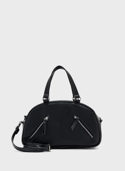 Ginger Zip Detail Bowler Satchel Bag