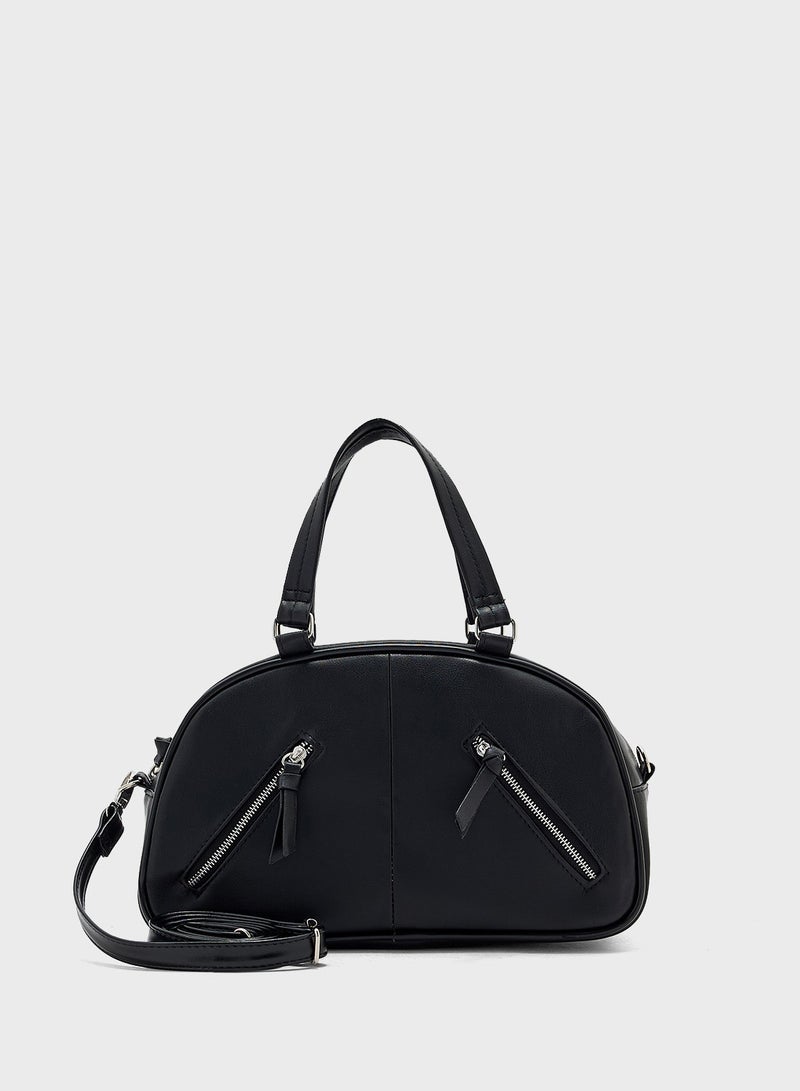 Ginger Zip Detail Bowler Satchel Bag - Image 1
