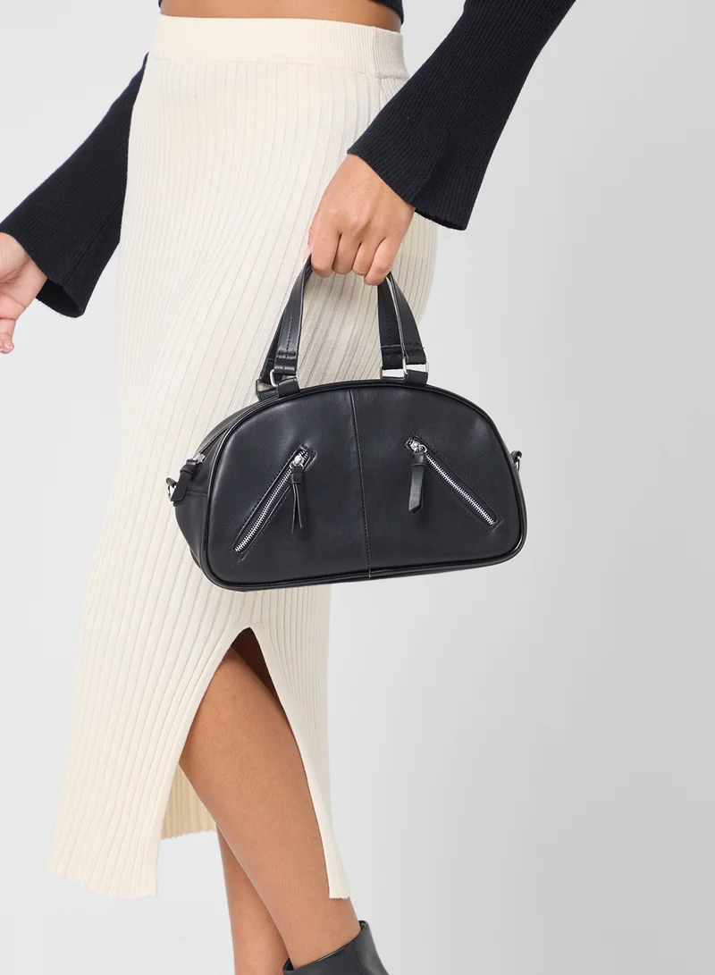 Ginger Zip Detail Bowler Satchel Bag