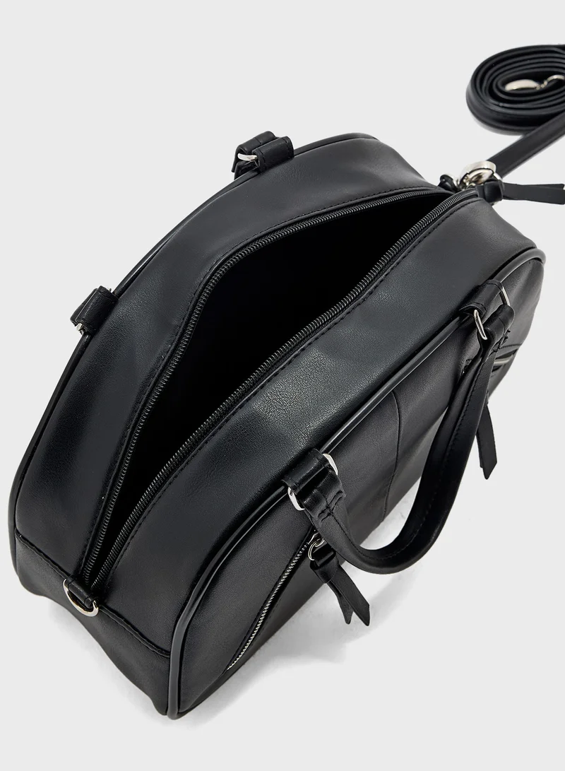 Ginger Zip Detail Bowler Satchel Bag