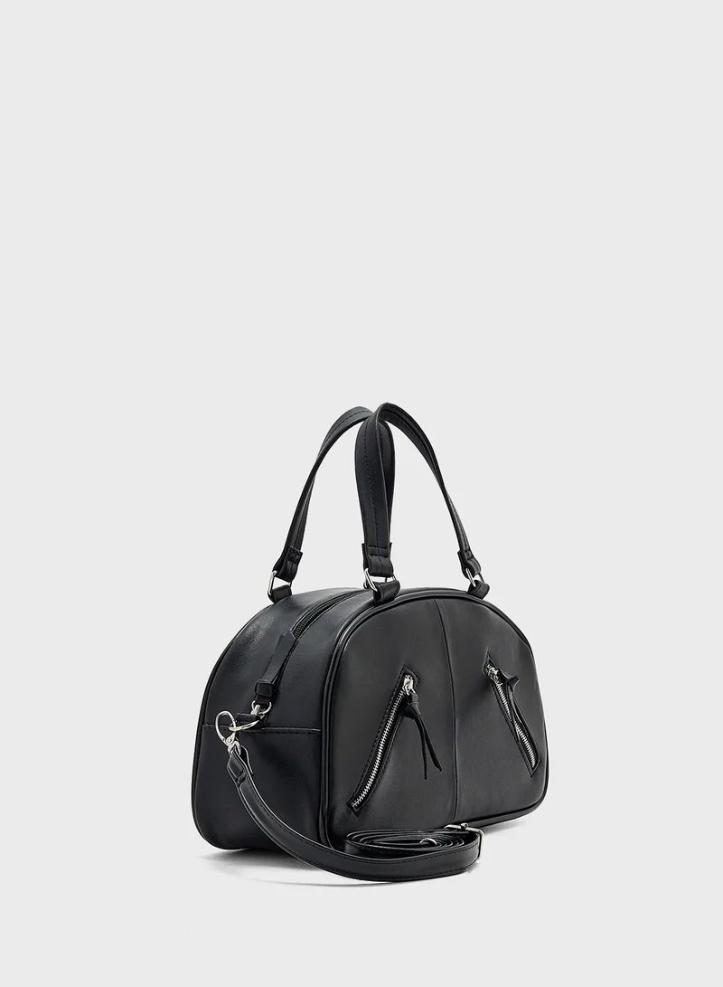 Ginger Zip Detail Bowler Satchel Bag