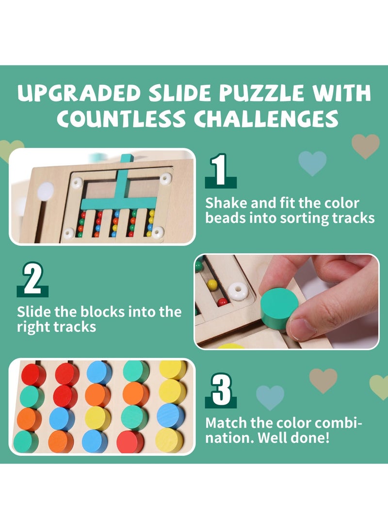 Zikra Montessori Educational Toys, Brain Teaser Color Slide Puzzle Matching Games, Preschool Learning Activities Road Trip Essentials, Birthday Gifts for Kids Girls Boys 3 4 5 6 Years Old (5 Color) - Image 4