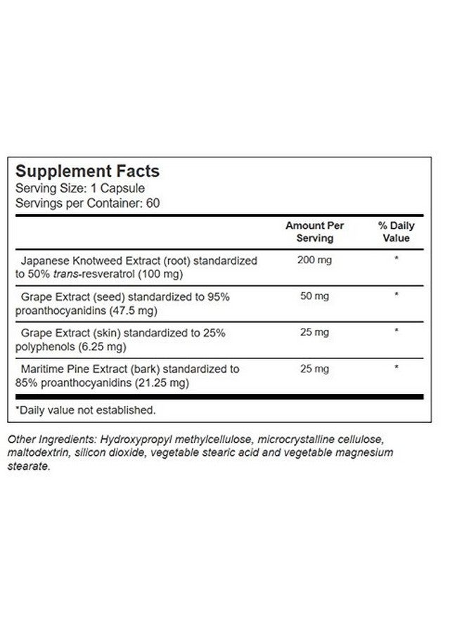 Vitacost Trans-Resveratrol Plus -- 60 Vegetarian Capsules