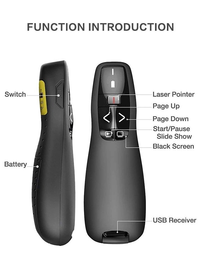 Wireless Presenter Black, Clicker for Laptop Presentations Remote, USB Wireless Presenter Remote, Power Point Remote Clicker for Computer/ Mac/ PPT/ Google Slide Advancer