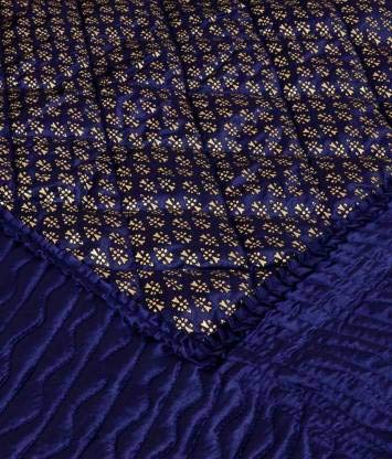 ManavRachit Satin Gold Printed 310 TC Wedding Bedding Set(Bedsheet with 2 Pillow Covers & 1 AC Comforter) for Home & Living Room(Blue, Set of 4pc)(Butti Print) - Image 2