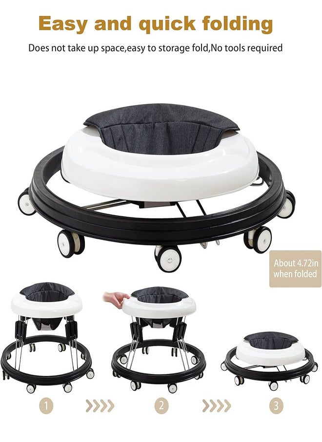 DMG TECH Baby Walker Foldable and Height-Adjustable Multi-Functional Anti-Rollover Baby Walker for All Terrain (Black)  - Image 2