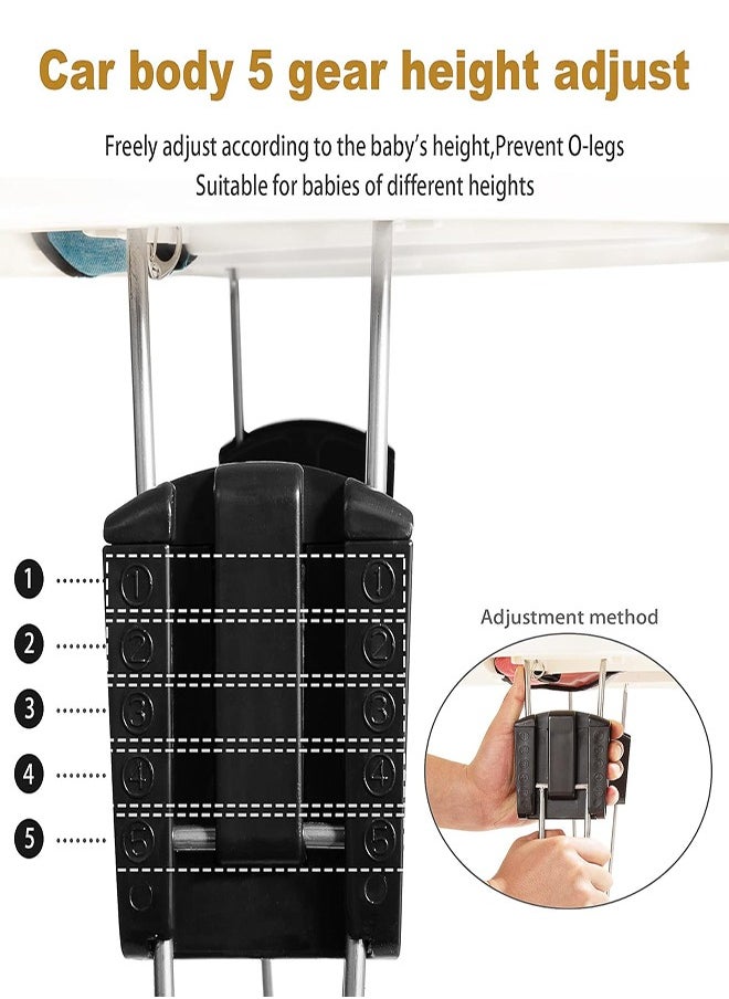 DMG TECH Baby Walker Foldable and Height-Adjustable Multi-Functional Anti-Rollover Baby Walker for All Terrain (Black)  - Image 4