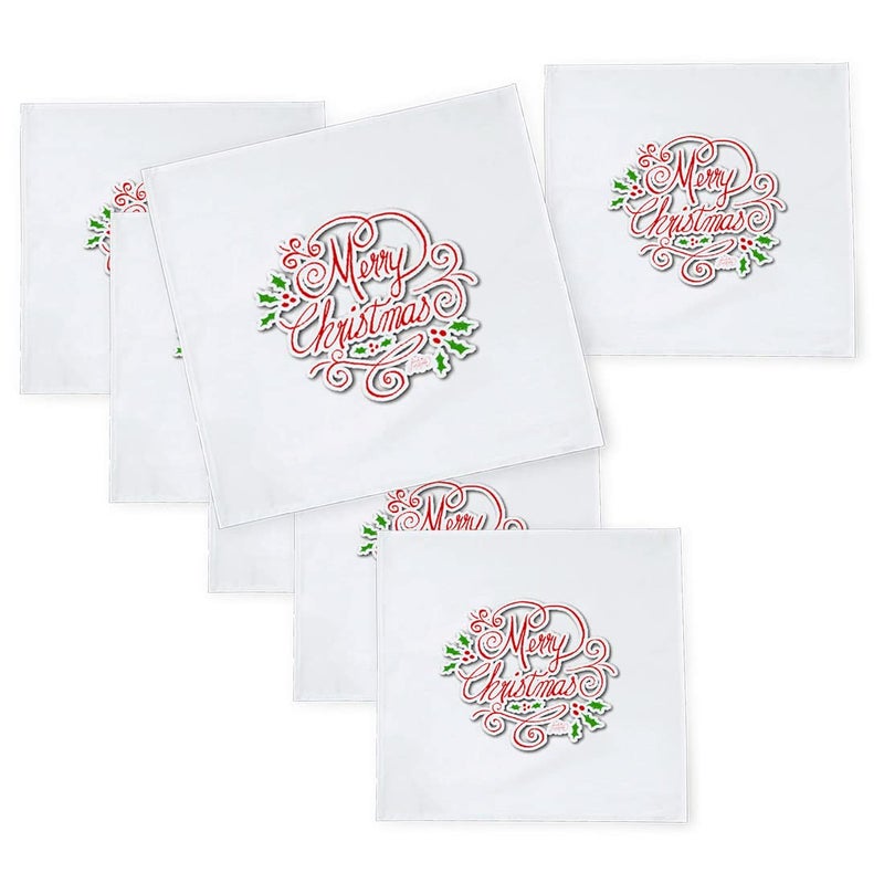 Khakee 6 Pcs Christmas Theme Silk Table Napkins 10x 10 for Xmas Decoration Christmas OrnamentsChristmas Giftxmas21565 - Image 1