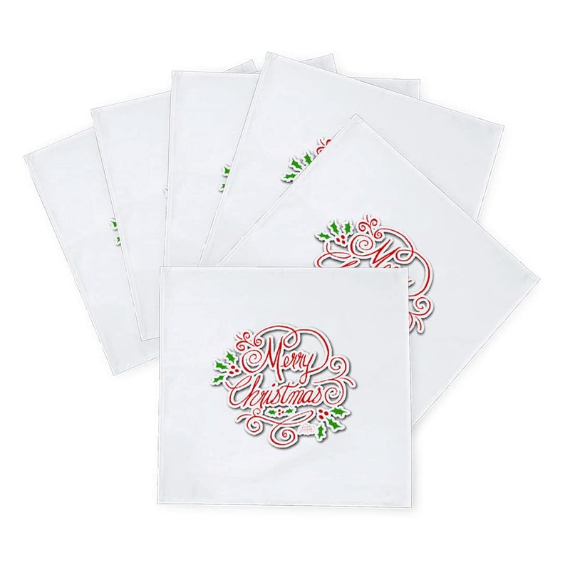 Khakee 6 Pcs Christmas Theme Silk Table Napkins 10x 10 for Xmas Decoration Christmas OrnamentsChristmas Giftxmas21565 - Image 2