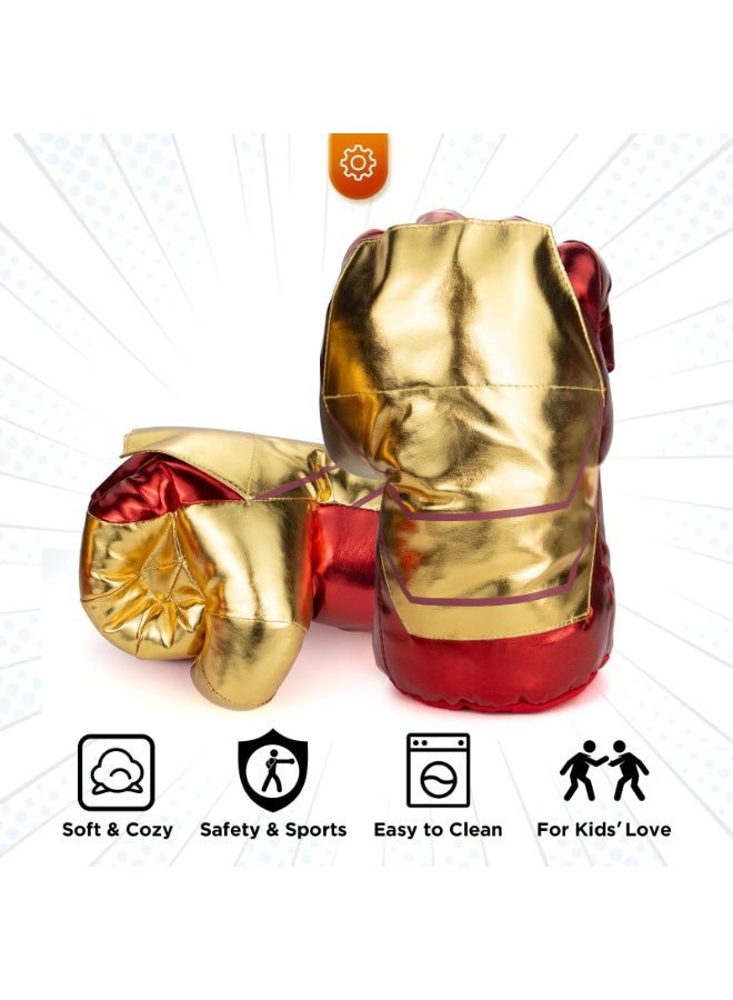 1 Pair Children's Plush Boxing Glove,Fist Hand Smash Gloves Kids Cosplay for Boy Girl Christmas Halloween Birthday Supplies Halloween Costume (Gold) - Image 3