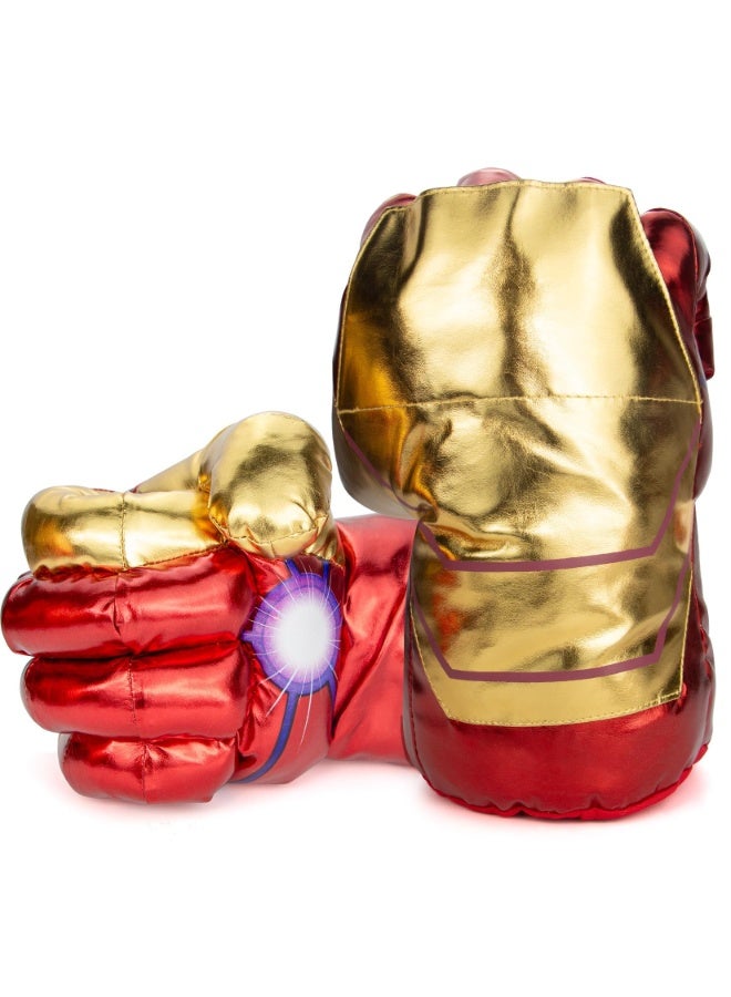 1 Pair Children's Plush Boxing Glove,Fist Hand Smash Gloves Kids Cosplay for Boy Girl Christmas Halloween Birthday Supplies Halloween Costume (Gold) - Image 1