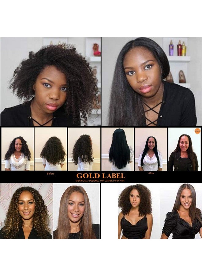 KERATIN RESEARCH Gold Label Brazilian Keratin Hair Treatment Straightening works on All Hair Types Incl Coarse Thick Dry Frizzy Curly Bleached Dominican Brazilian Indian Strong formula Hair 240ml  - Image 3