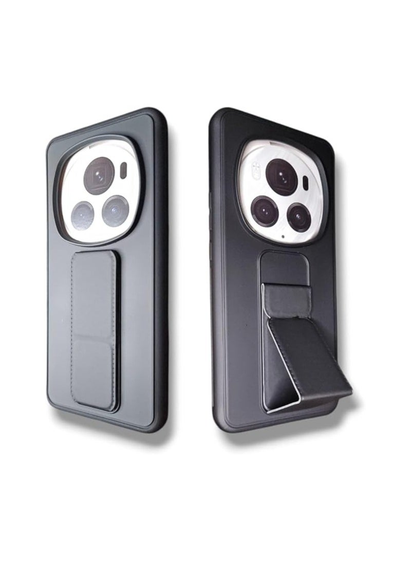 حزام مغناطيسي وغطاء وحامل متوافق مع هاتف Huawei Honor Magic 6 pro - أسود