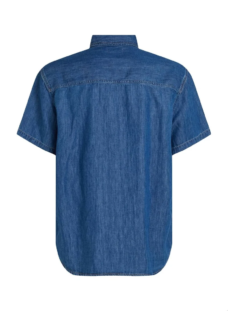 Calvin Klein Jeans Denim Medium Regular Short Sleeve Denim Shirt for Men | Best Price UAE