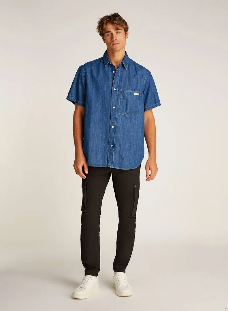 Calvin Klein Jeans Denim Medium Regular Short Sleeve Denim Shirt for Men | Best Price UAE