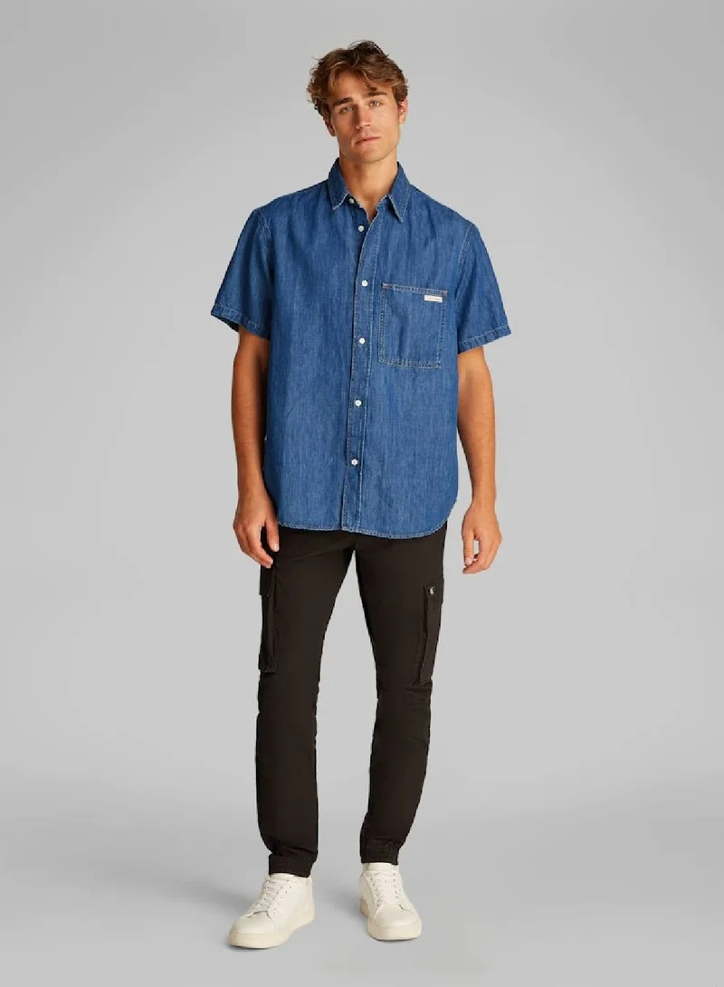 Calvin Klein Jeans Denim Medium Regular Short Sleeve Denim Shirt for Men | Best Price UAE