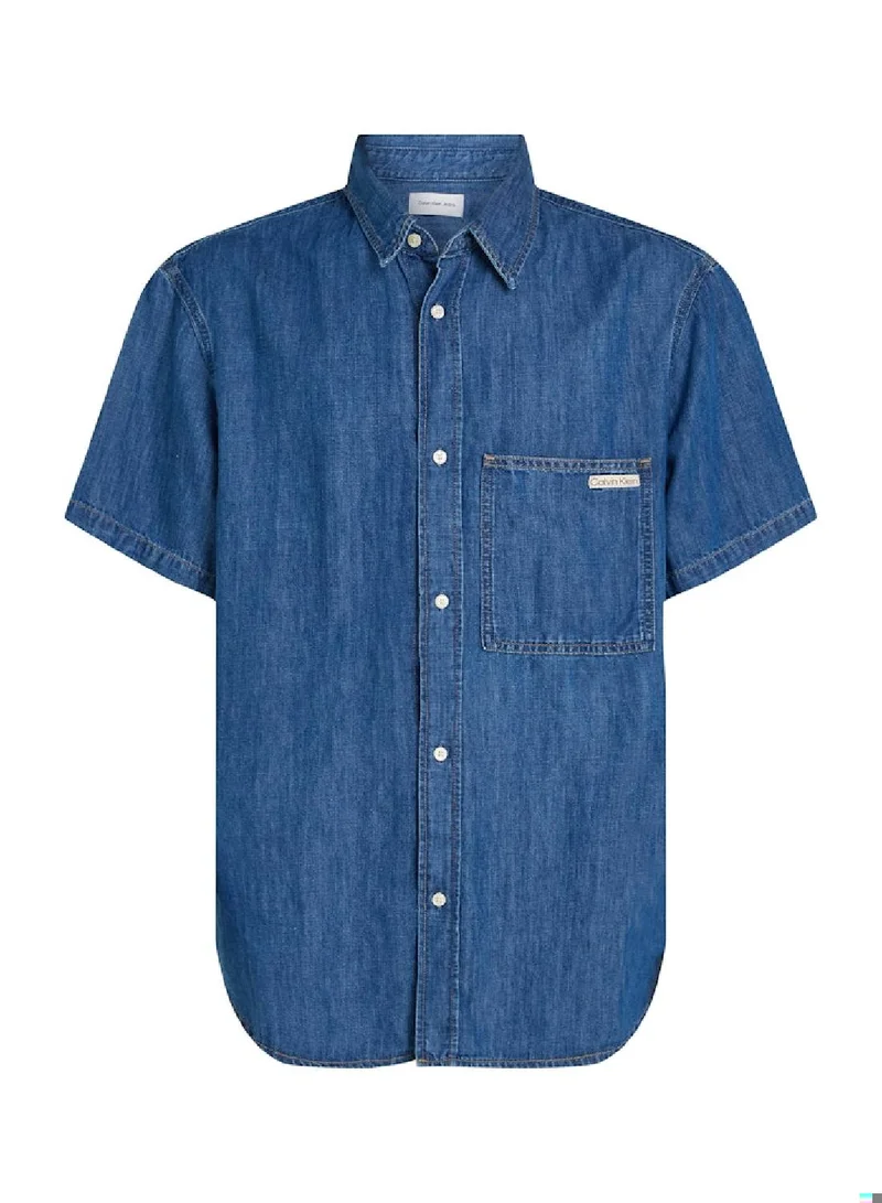 Calvin Klein Jeans Denim Medium Regular Short Sleeve Denim Shirt for Men | Best Price UAE